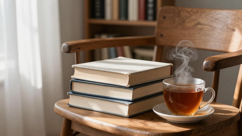 Теплая куча книг в светлой уютной комнате